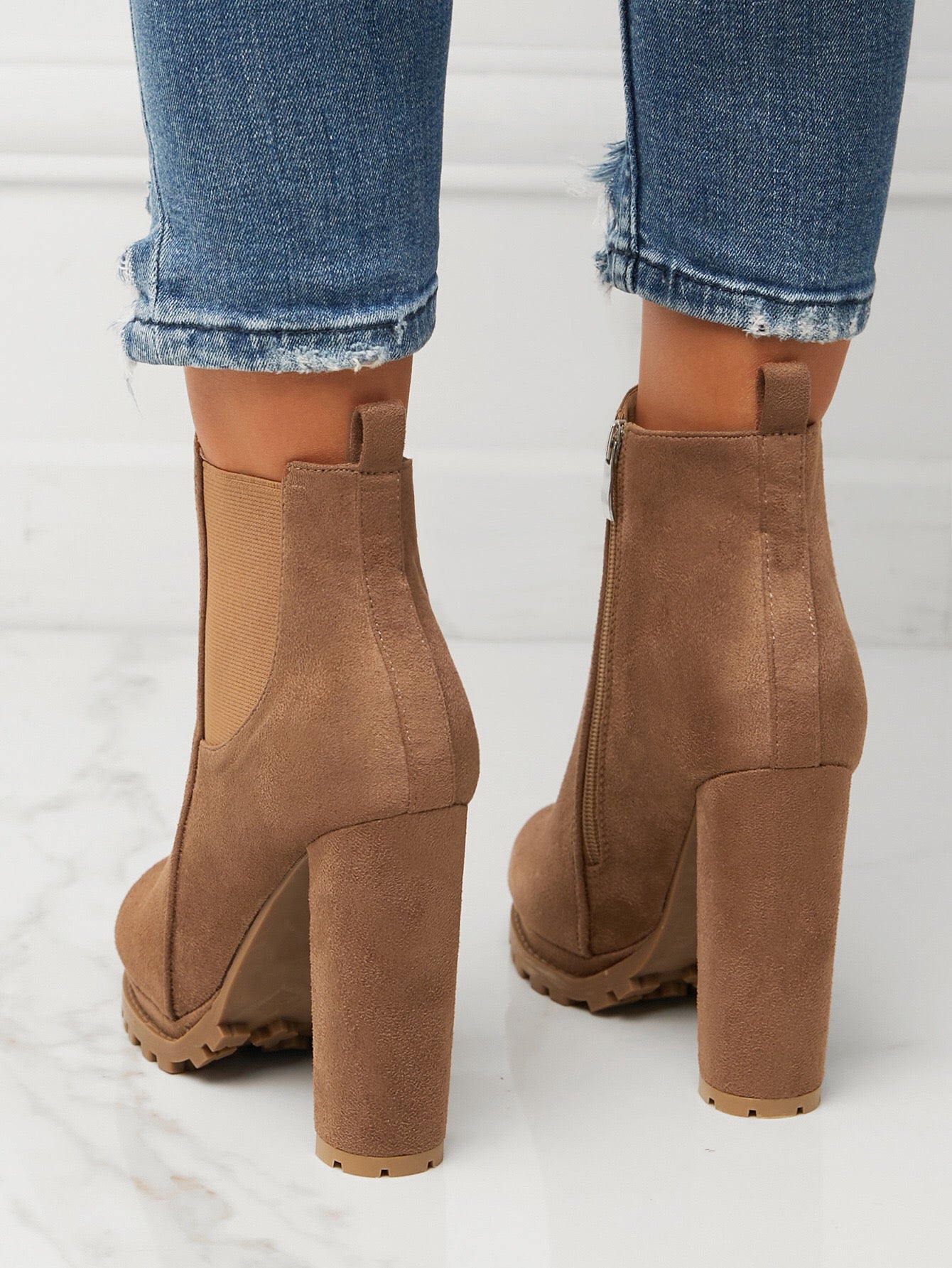 Platform Suede Lug Sole Booties