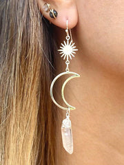 Boho Quartz Moon Earrings