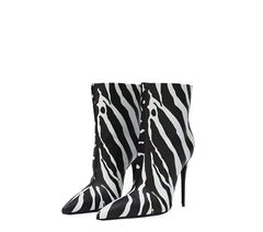 The Zebra High-Heel Ankle Boots