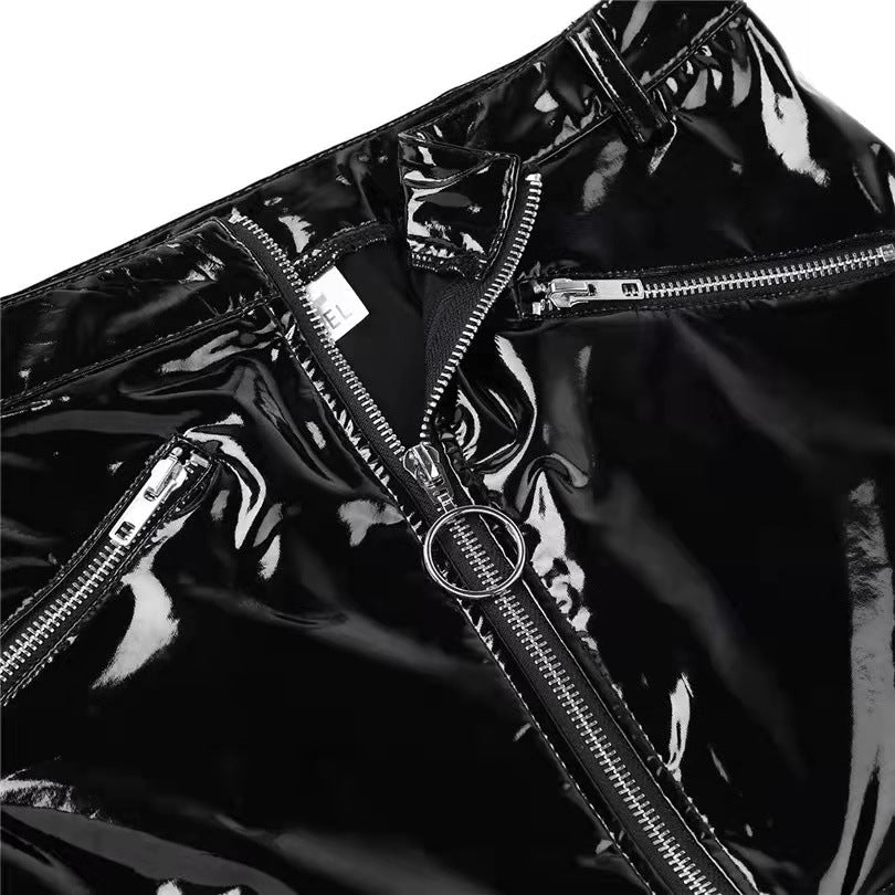 Wicked Games Faux Patent Leather Mini Skirt