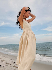 Crochet Cutie Linen Maxi Dress