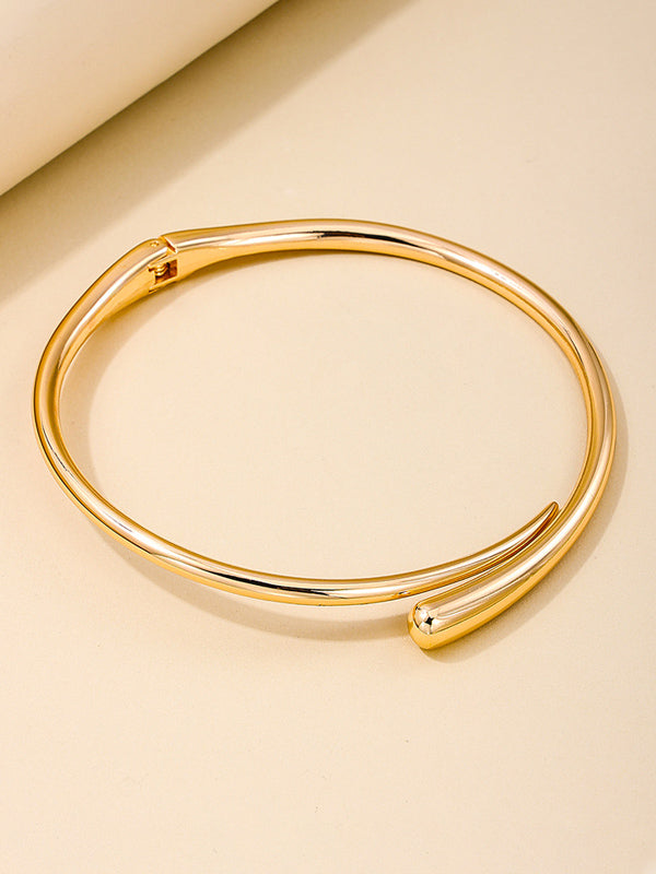 Simple Metal Geometric Ring Glossy Collar