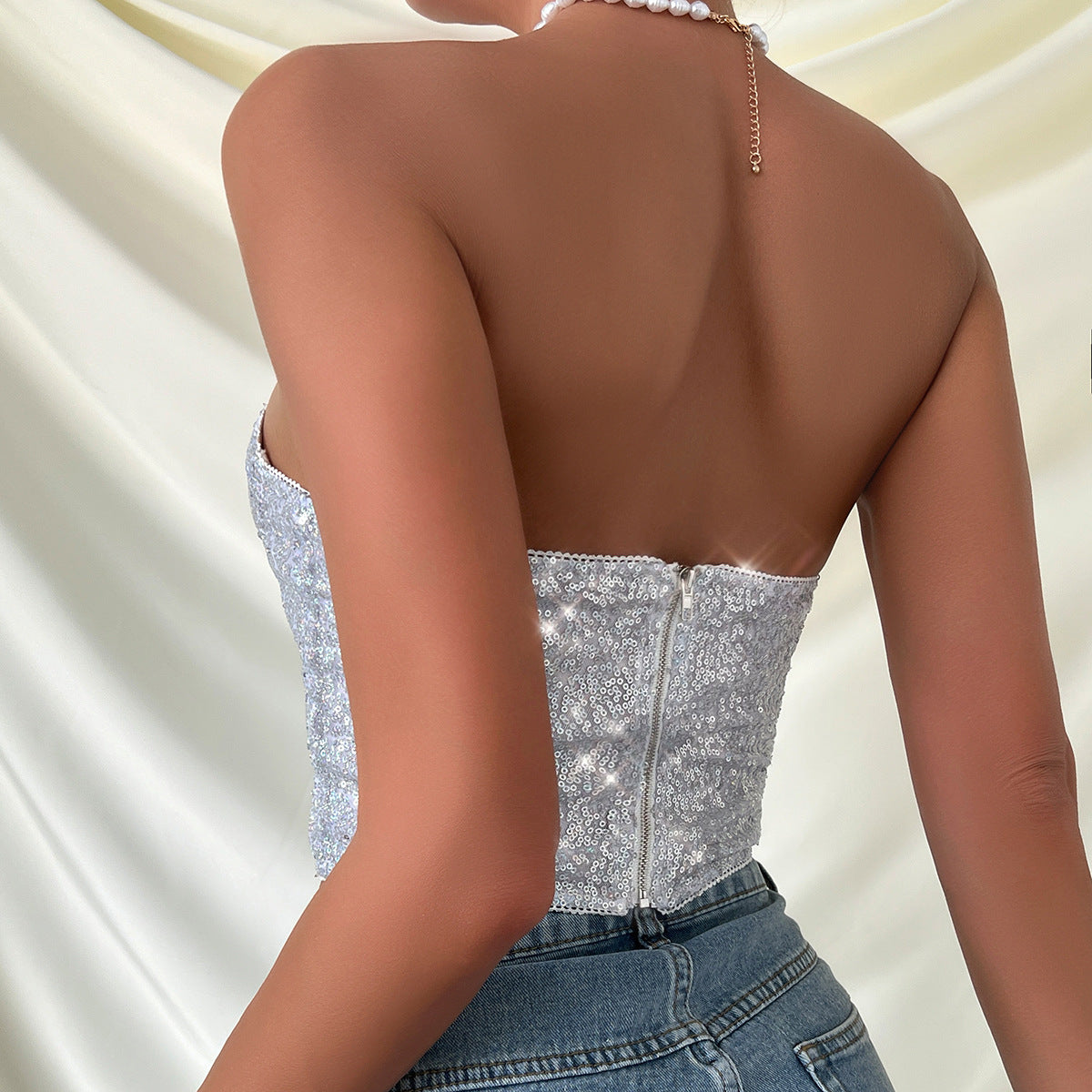 Sassy Sequins Cropped Bustier