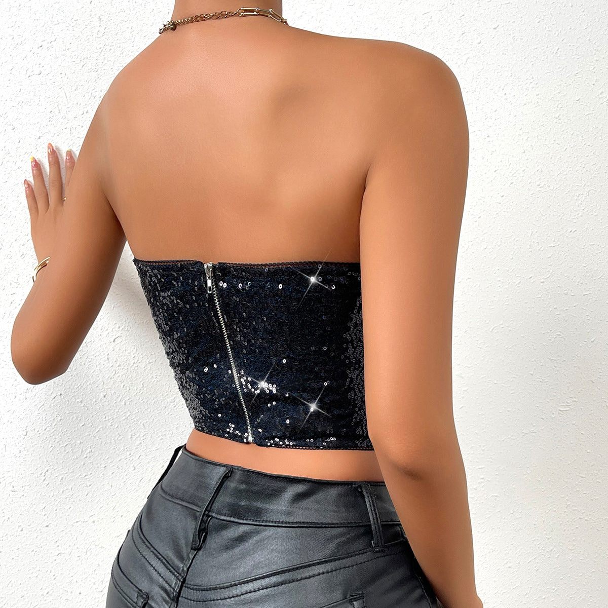 Sassy Sequins Cropped Bustier