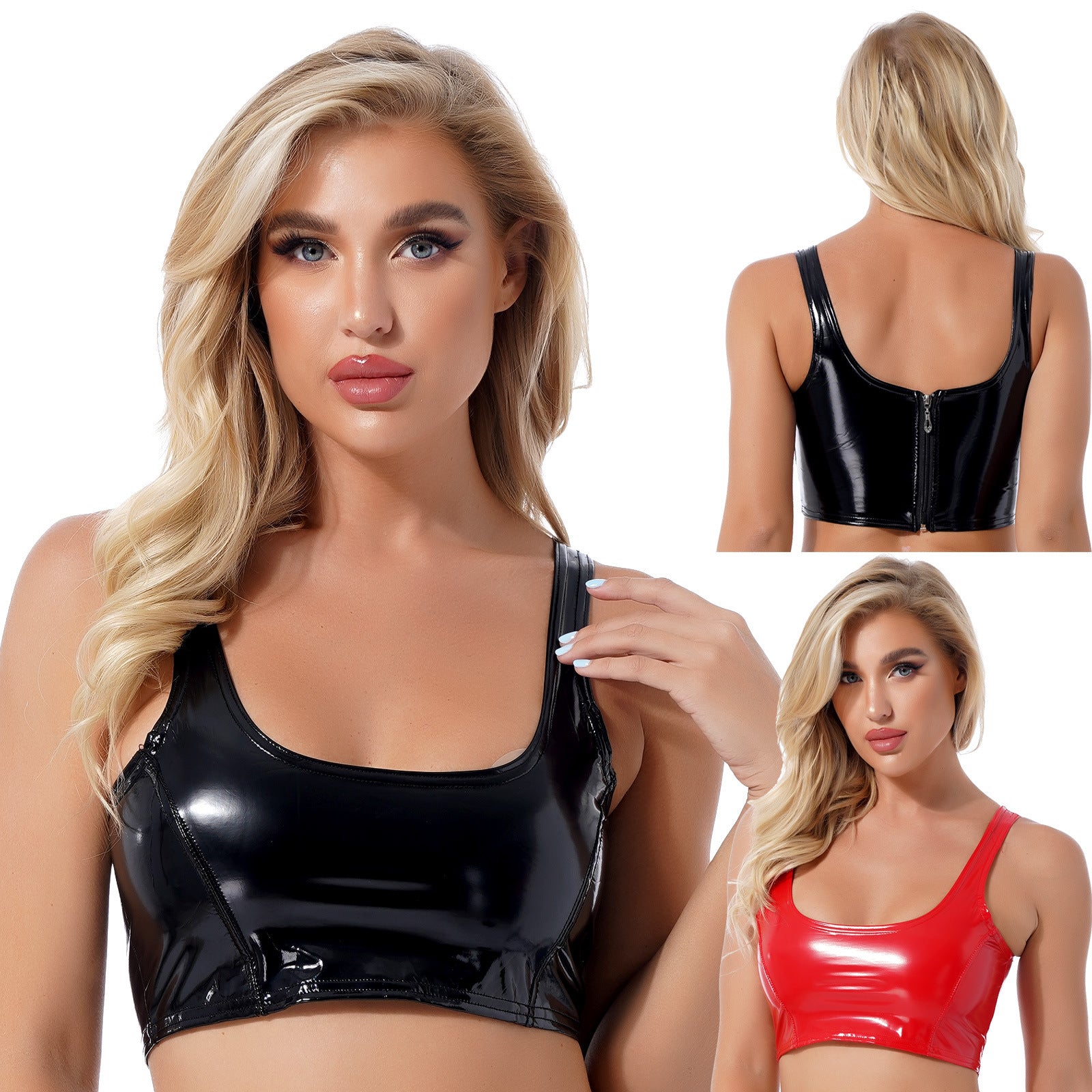 Wicked Games Faux Patent Leather Crop Top