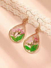 Pink Rose Resin Drop Earrings