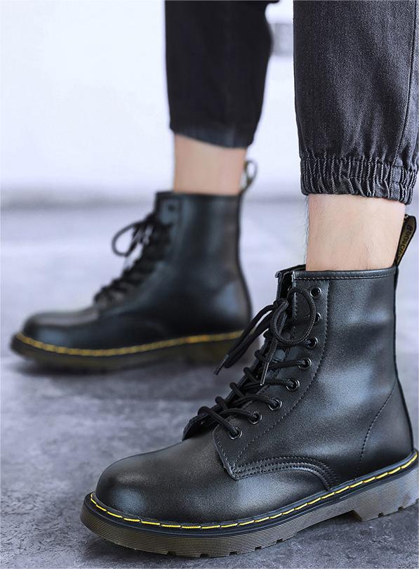 Faux Leather Lace-Up Combat Boots