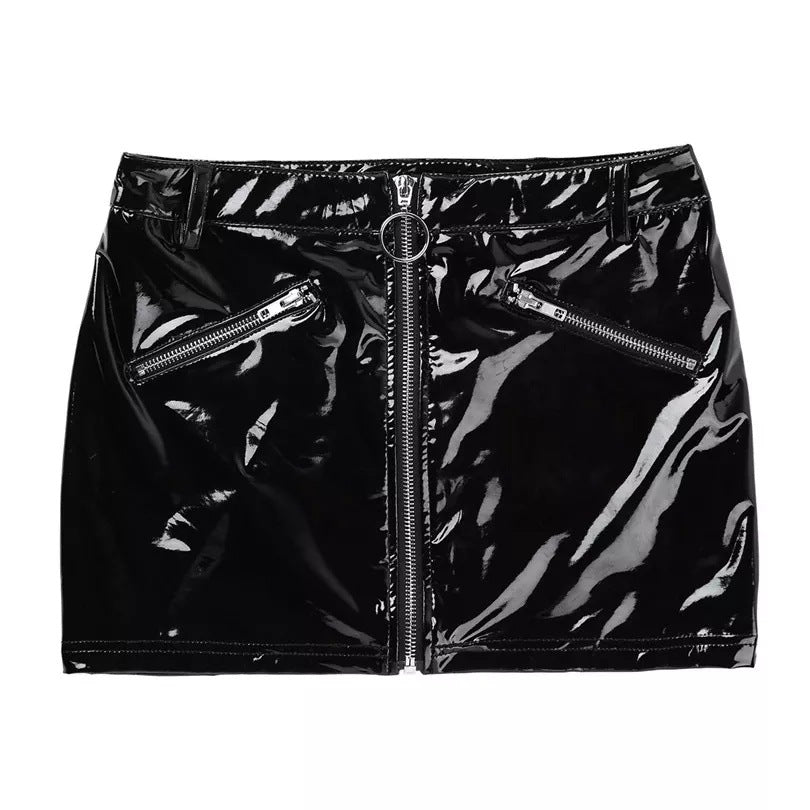 Wicked Games Faux Patent Leather Mini Skirt