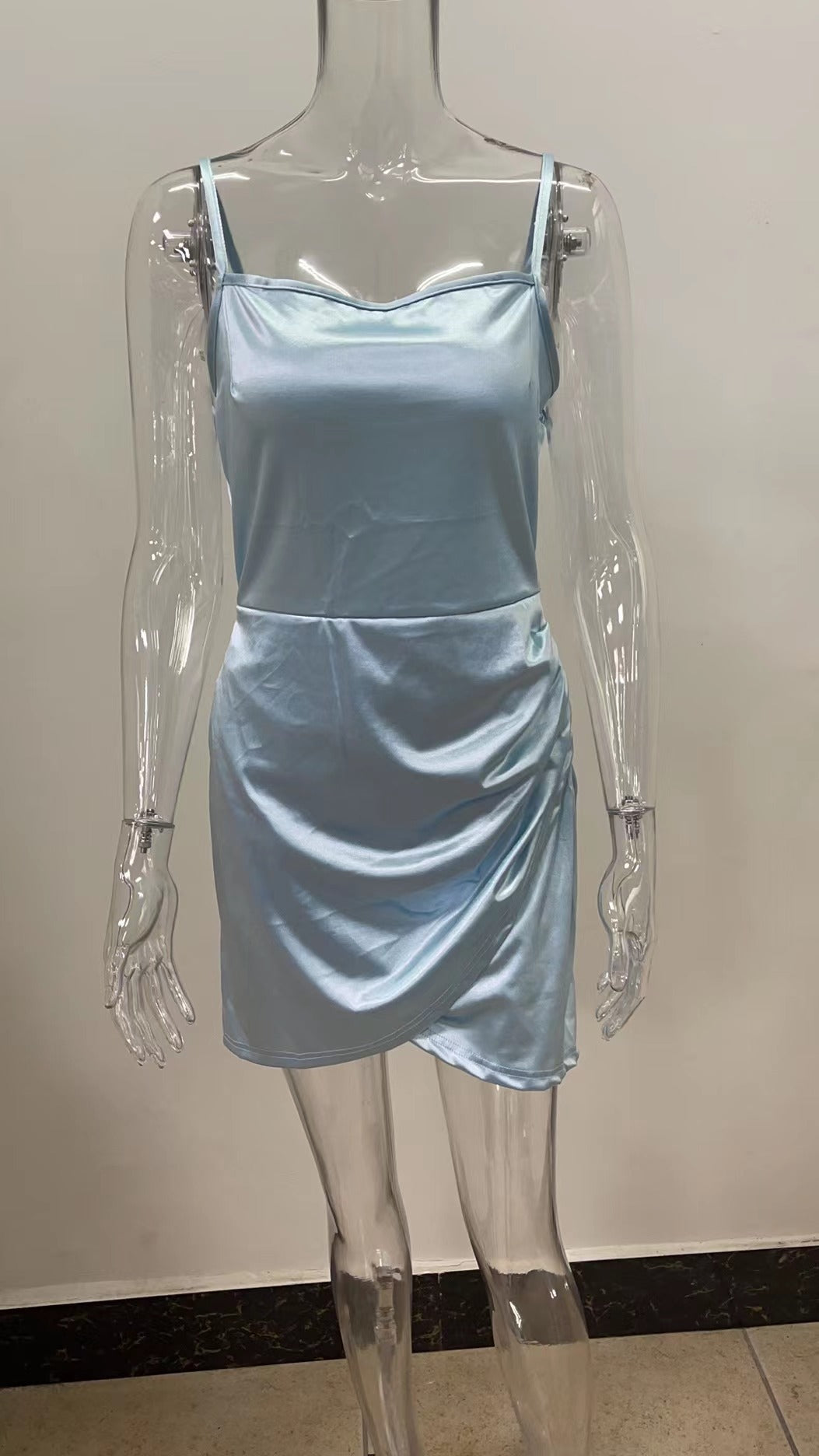 Dreamy In Satin Ruched Mini Dress