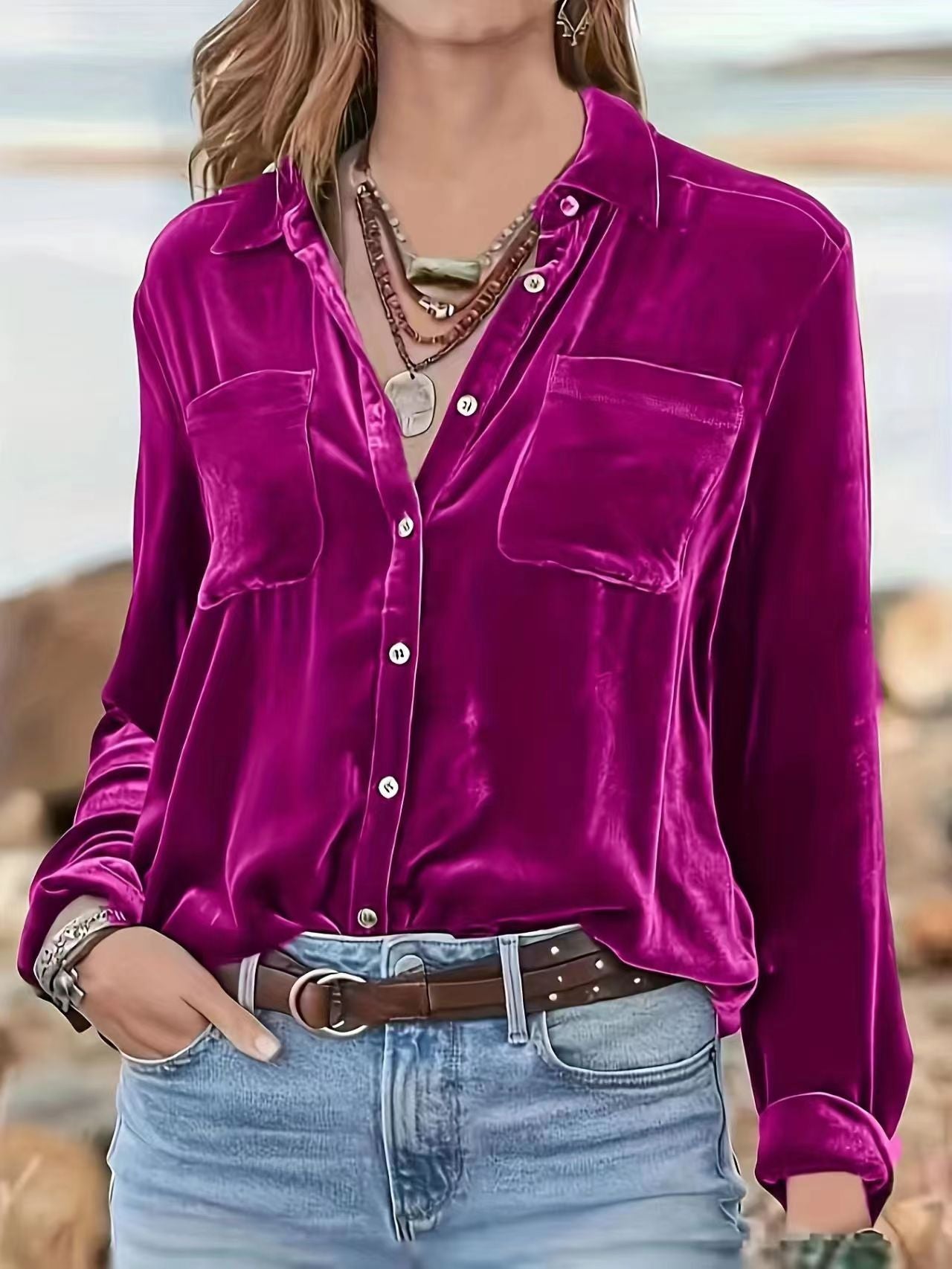 Casual Velvet Elegant Top