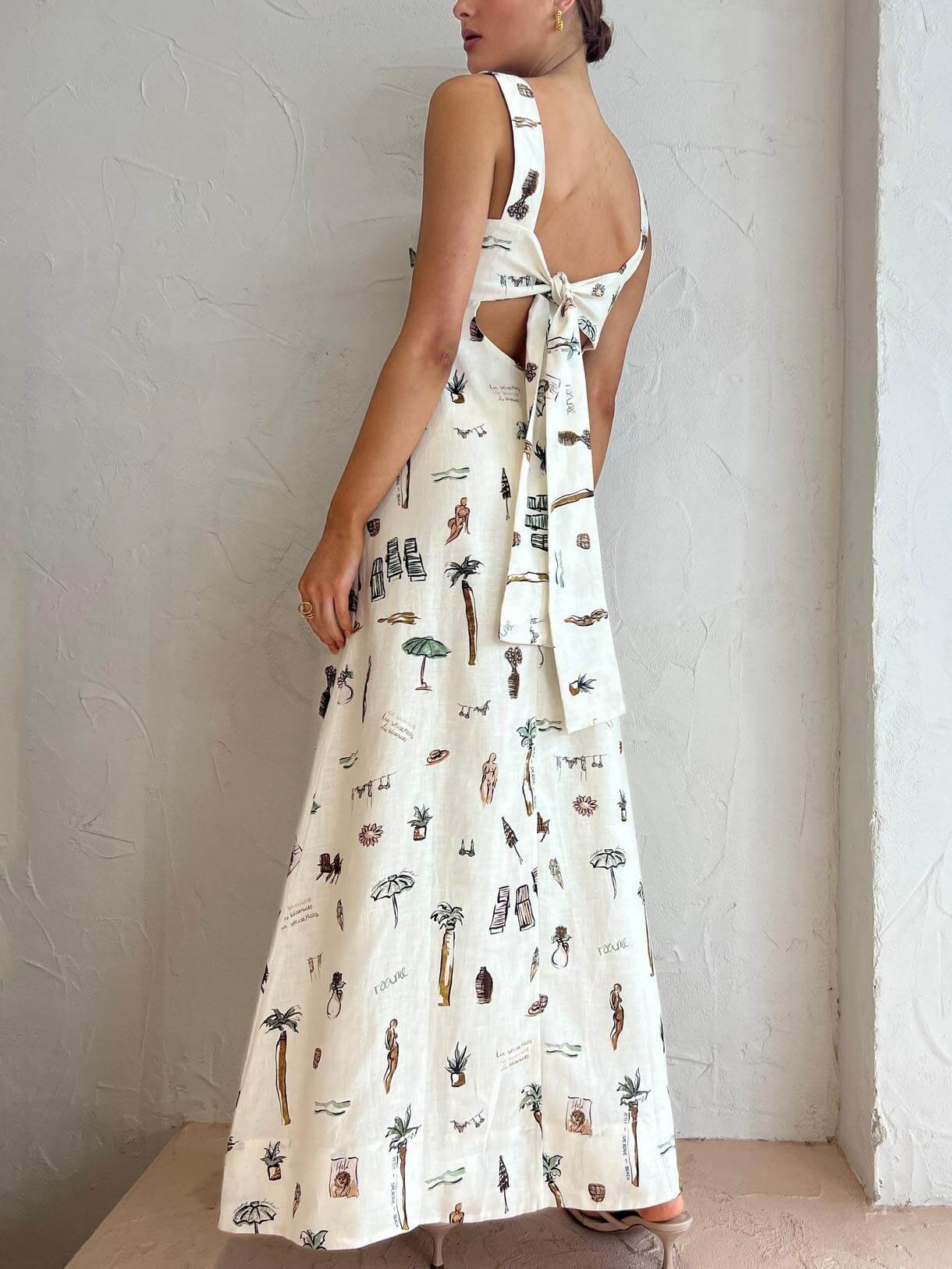 Personalized Graffiti Suspender Sexy Backless Maxi Dress