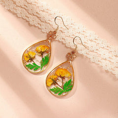 Yellow Sulphureus Cosmos Resin Drop Earring