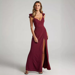 Eva Off-The-Shoulder Wrap-Front Formal Dress