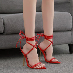 Bring The Glow Lace-Up Stiletto Heels