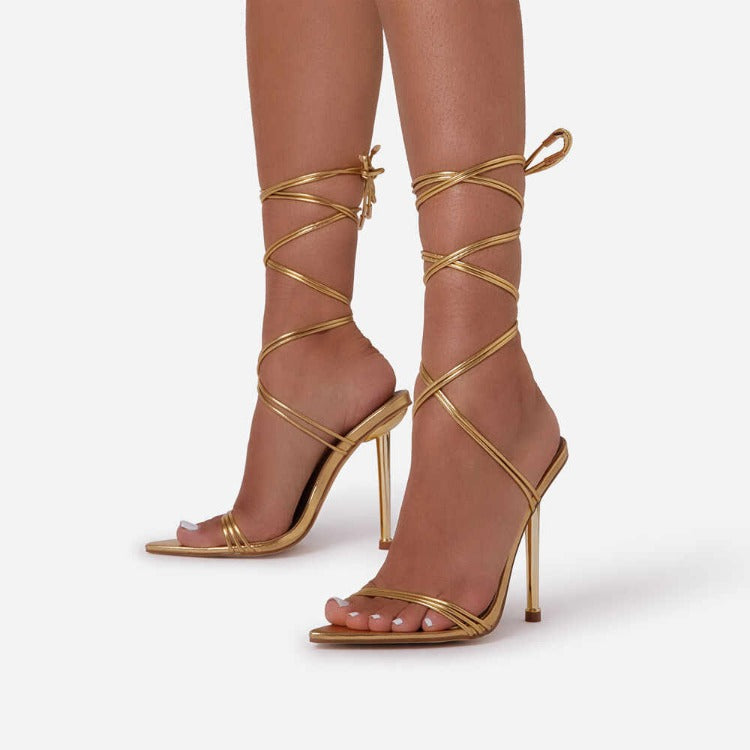 Bring The Glow Lace-Up Stiletto Heels