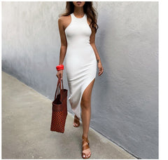 Simple And Sexy High-Slit Midi Dress