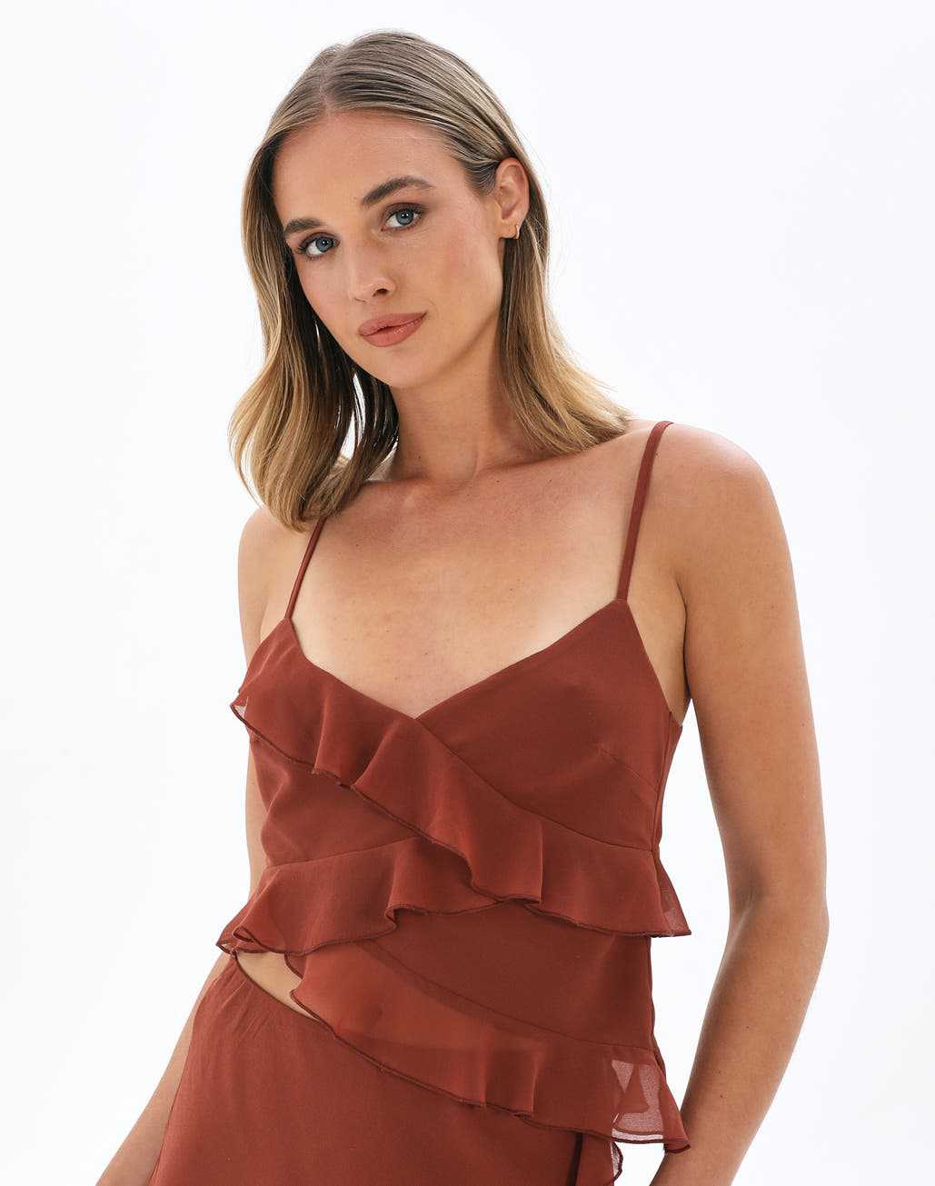 Poised In Peplum Halter Top