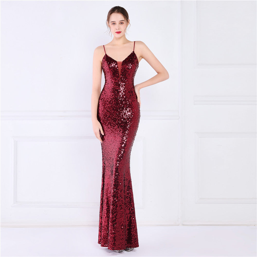 Lila Formal Open Back Sequin Mermaid Dress