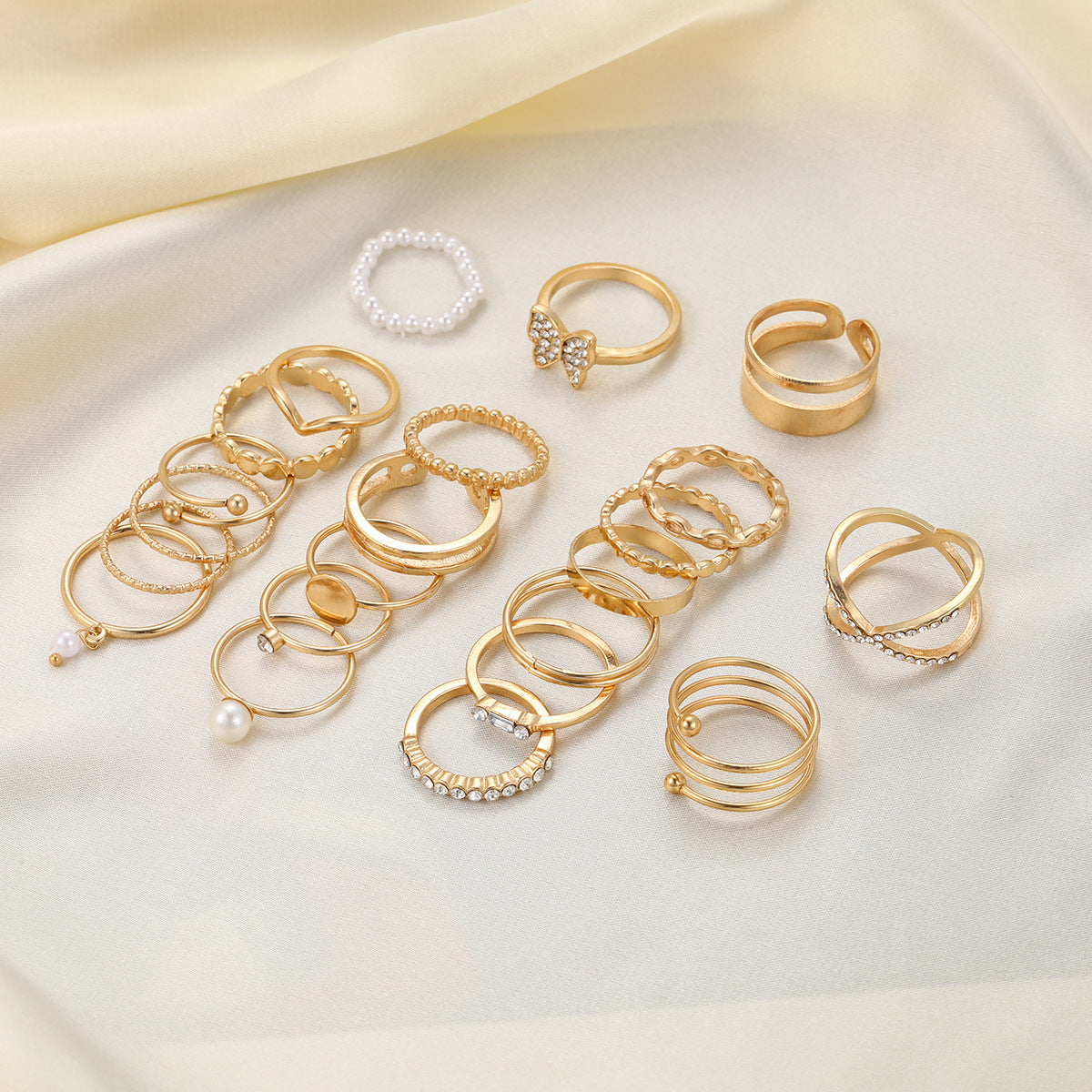 Rhinestone Dainty Ring Six Pack Set