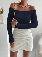 Off The Shoulder Eyelash Knit Top