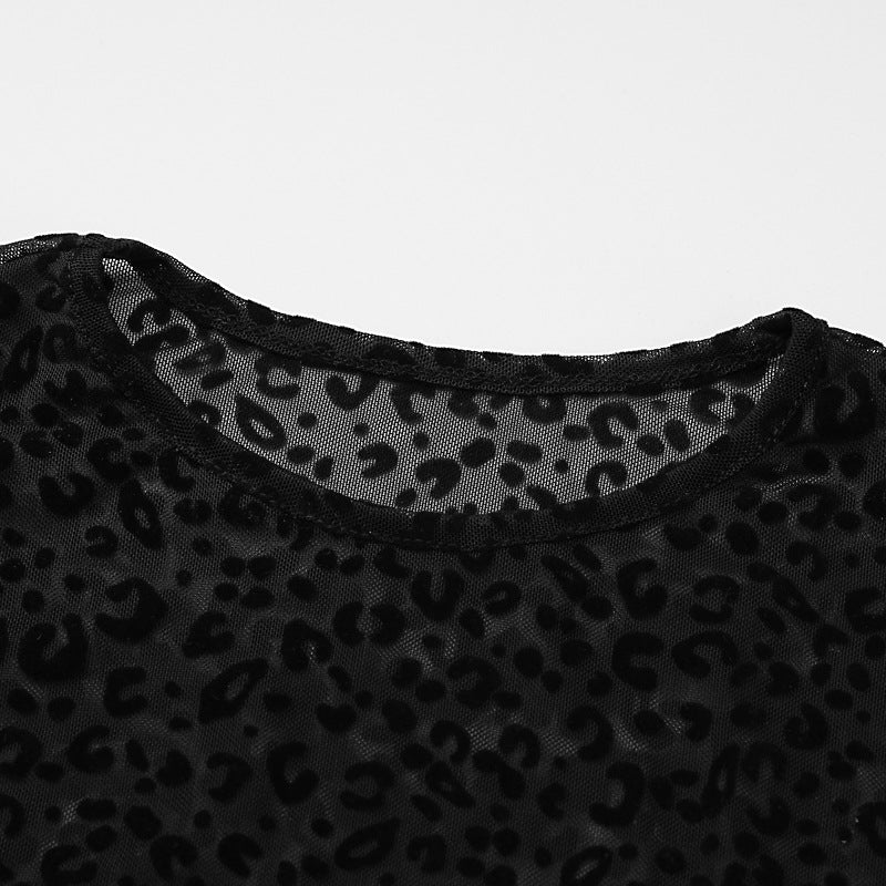 Sassy Stunner Flocked Leopard Print Crop Top