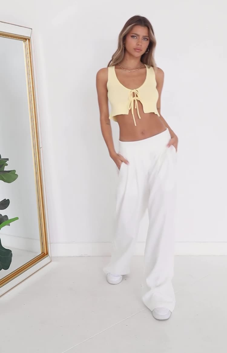 Double Row Tie Front Ribbed Crop Top