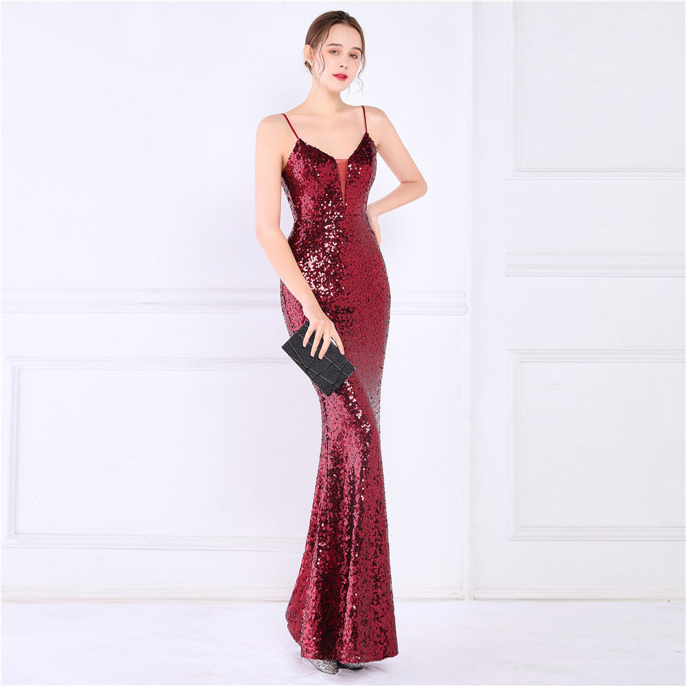 Lila Formal Open Back Sequin Mermaid Dress