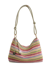 Contrast Color Woven Crossbody Bag