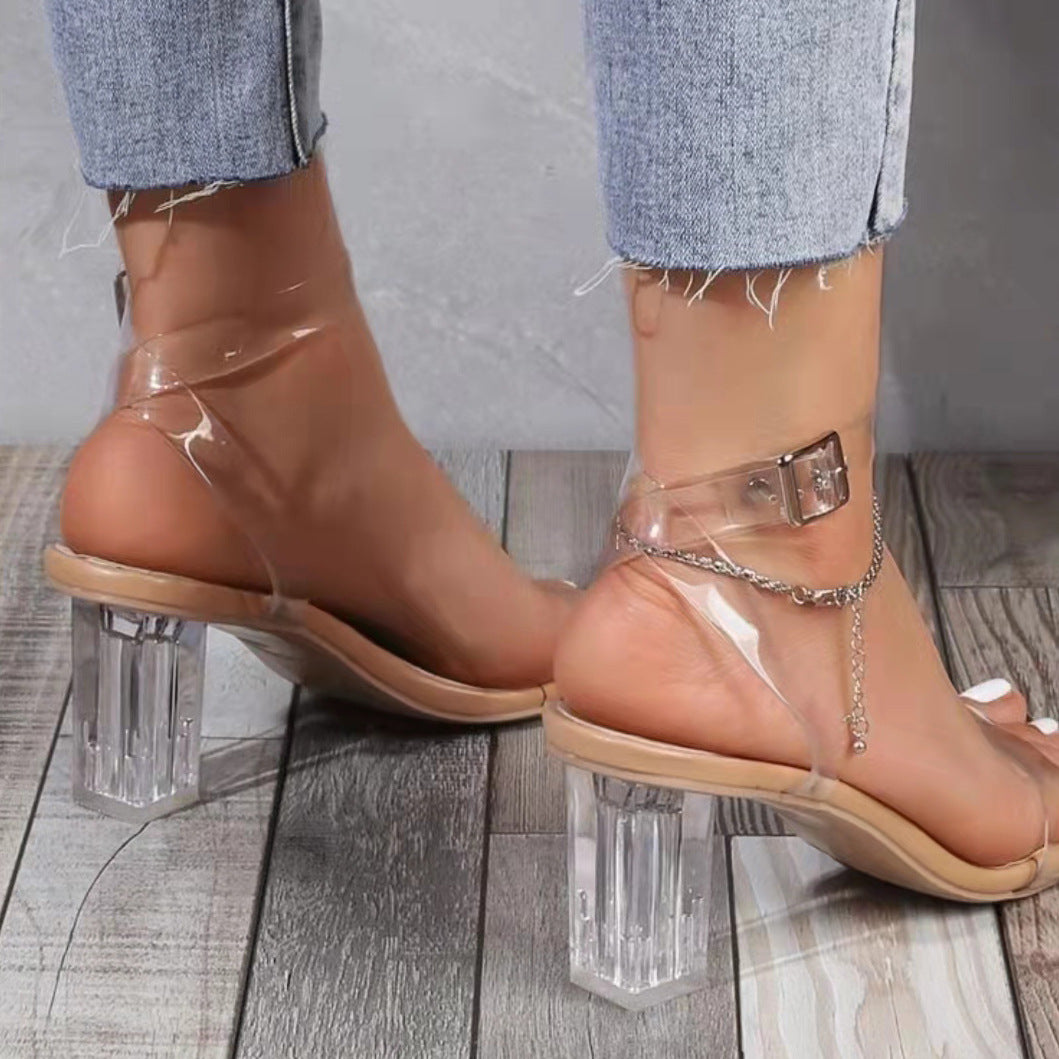In The Clear Lucite Block Heels