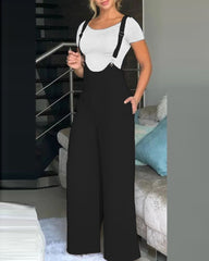 Sassy Style Suspender Wide-Leg Pants