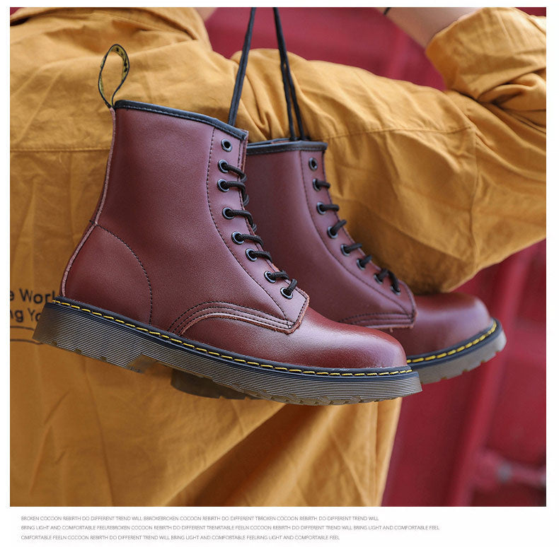 Faux Leather Lace-Up Combat Boots