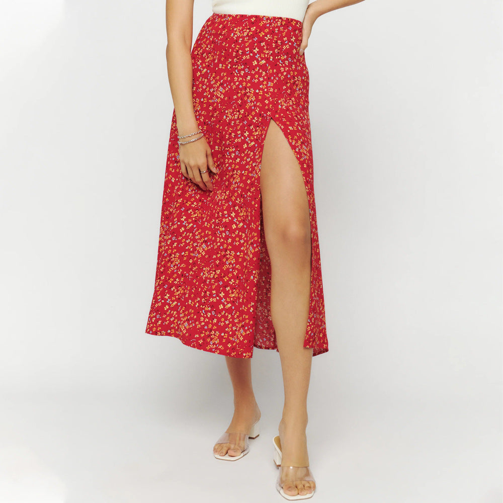 Fabulously Fierce Leopard Mini Skirt -Small Red Floral
