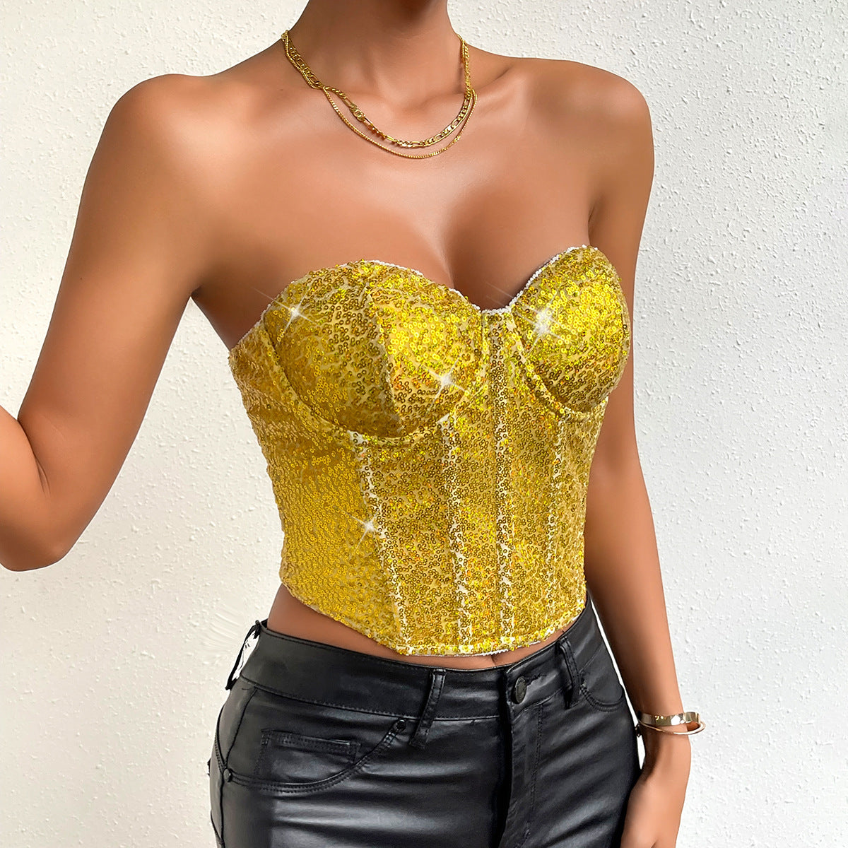 Sassy Sequins Cropped Bustier