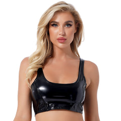 Wicked Games Faux Patent Leather Crop Top