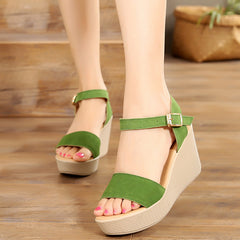 Casually Chic Nubuck Platform Wedges