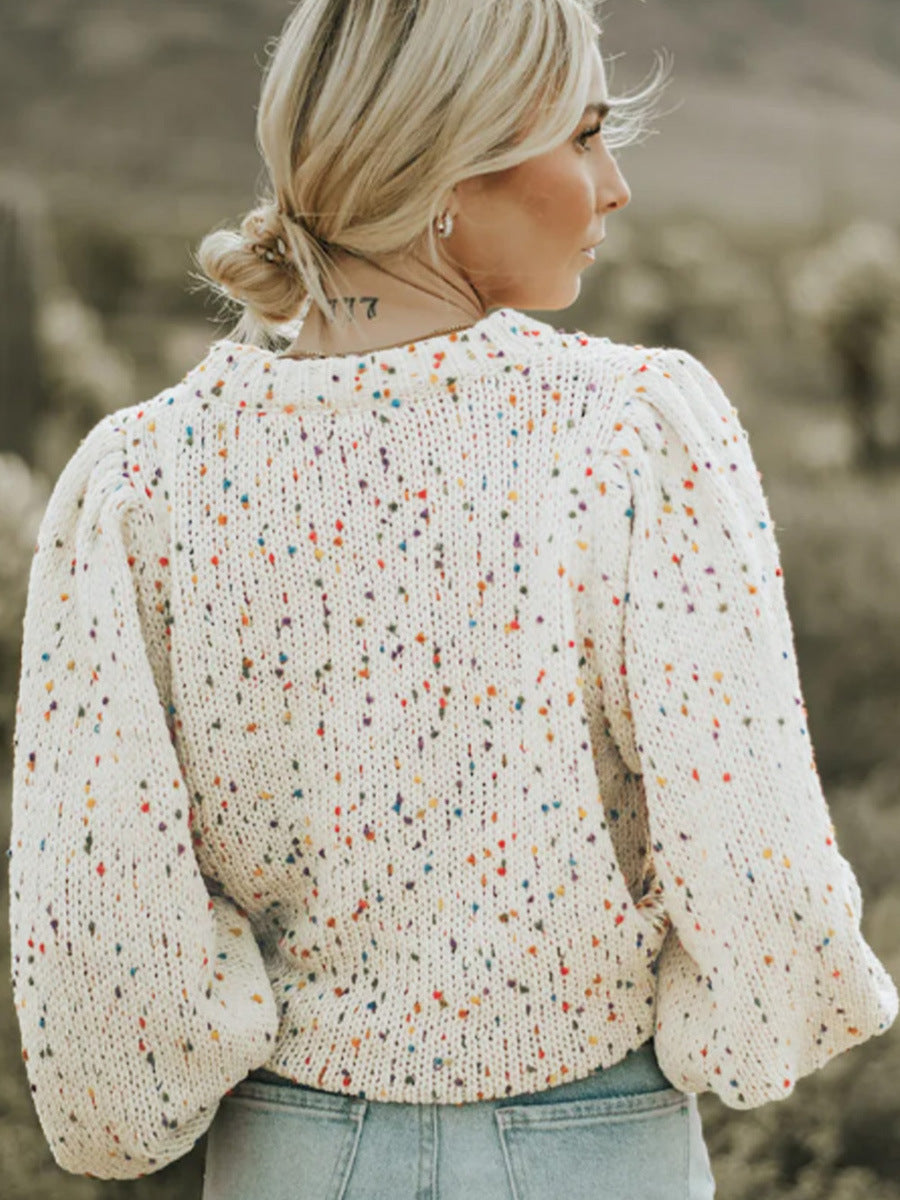 Cozy Cute Confetti Knit Sweater Lady Occasions