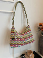 Contrast Color Woven Crossbody Bag