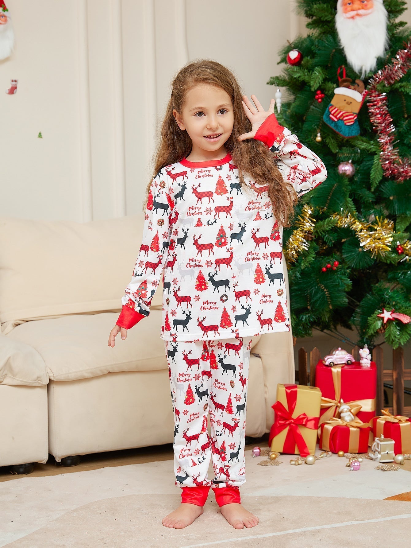 Christmas deer Print Fmalily Matching Pajamas Sets