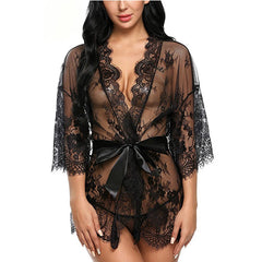 Plus Size Eyelash Lace Babydoll With Front Clip Closure