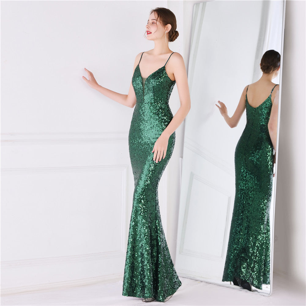 Lila Formal Open Back Sequin Mermaid Dress