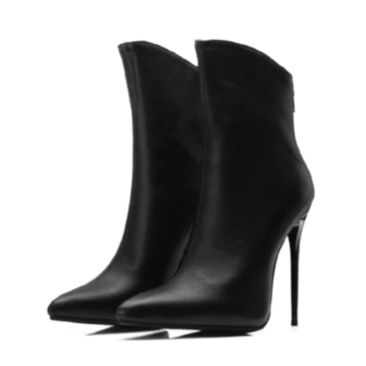Moving On Faux Leather Lucite Booties