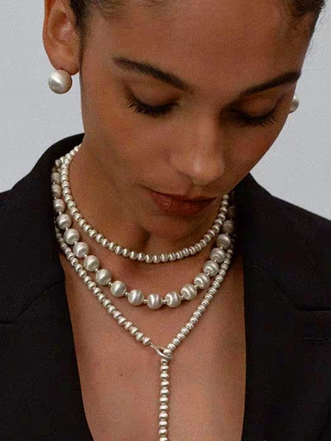 Heavy Brushed Ball Bead Necklace