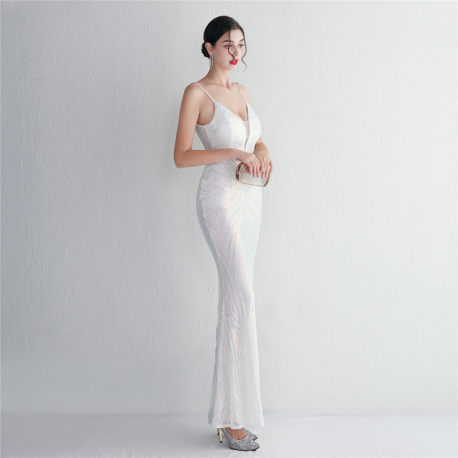 Liana Formal Sequin Scroll Mermaid Dress