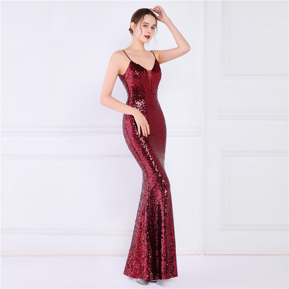 Lila Formal Open Back Sequin Mermaid Dress