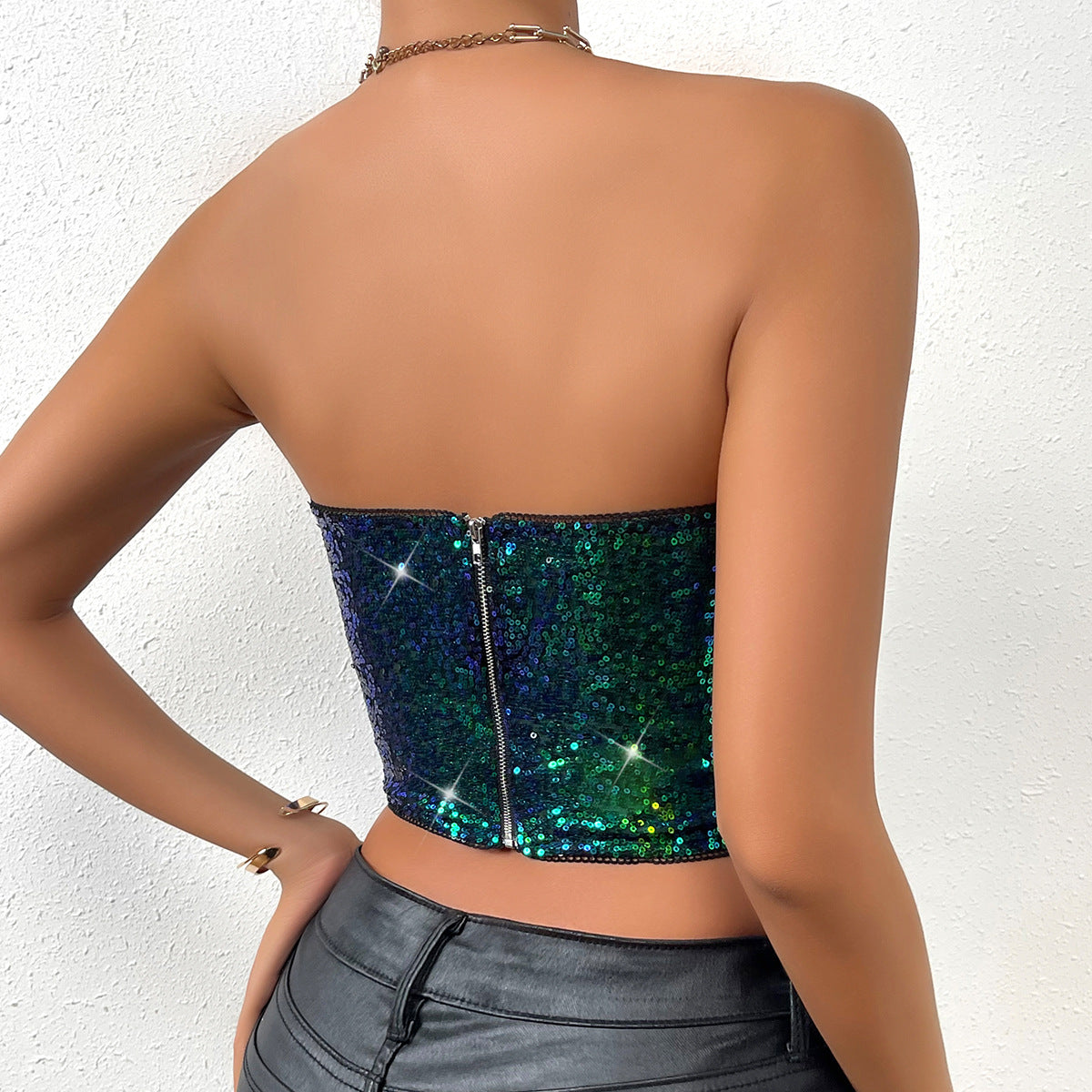 Sassy Sequins Cropped Bustier