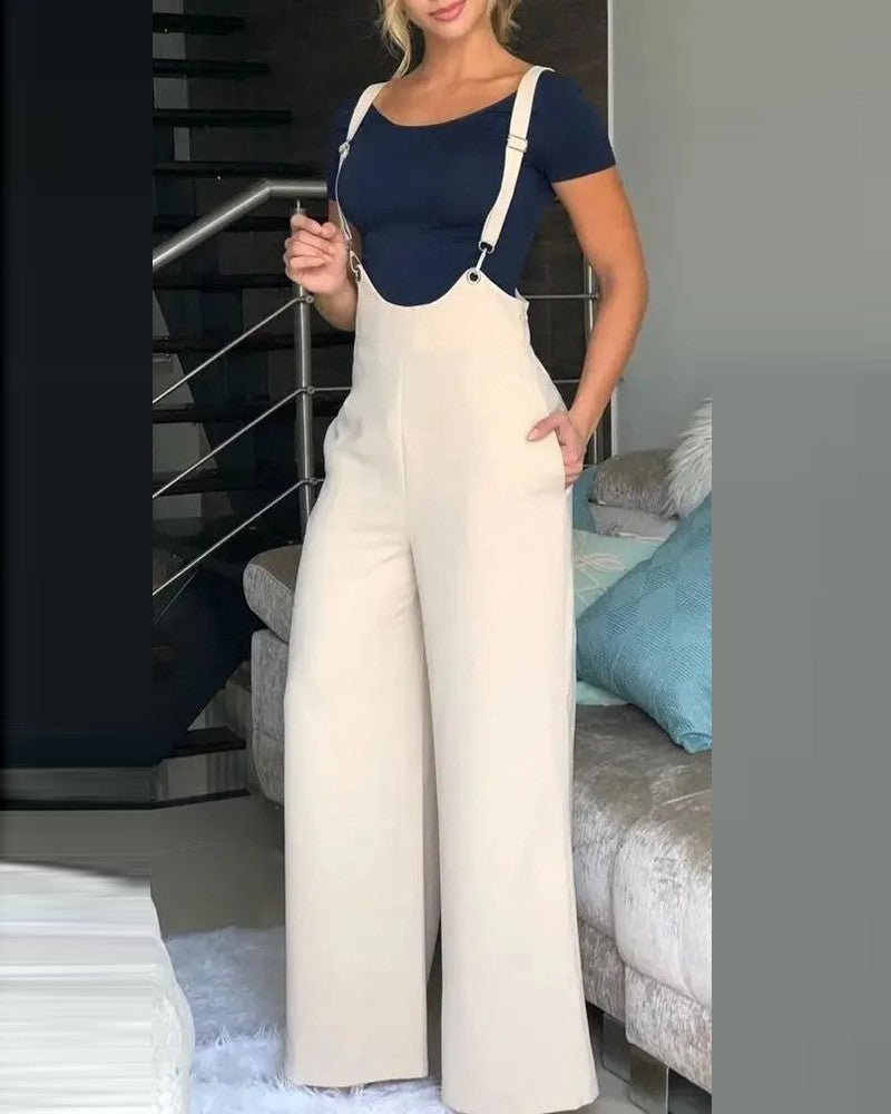 Sassy Style Suspender Wide-Leg Pants