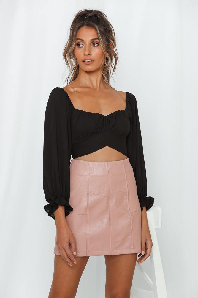 Plunging Surplice Tie Back Gauze Crop Top