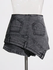 The Genie High Waist Denim Shorts - Black