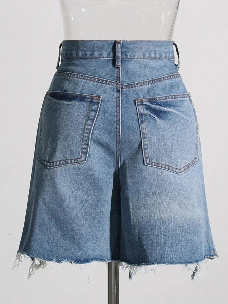 The Peyton High Waist Distressed Denim Shorts