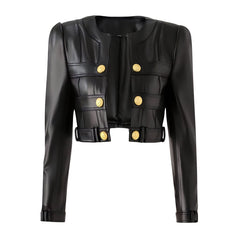 The Rochelle Faux Leather Cropped Moto Jacket